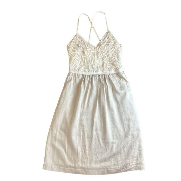 Banana Republic Tan & White Silk Linen Blend Mini Dress Size 6 - Picture 1 of 5